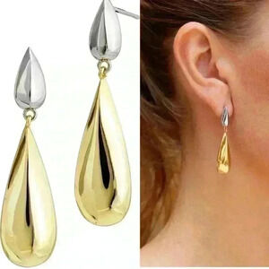 Savvy Cie Jewels 18k Gold Plated Two-Tone Drop Earrings NWT